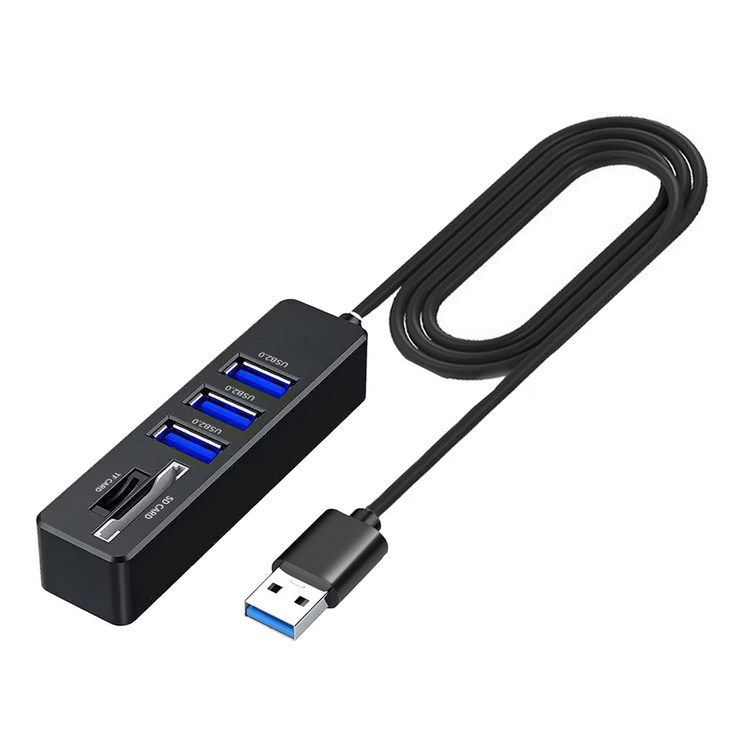 플레이고 액센 5in1 80cm 케이블 USB 멀티허브 MH31, 블랙