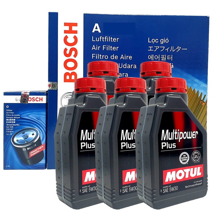 보쉬 트라제 XG 2.7 LPG 엔진오일 교환 셋트 필터 합성유 모튤 O1182A20895W30 5L, 5개, 5W30, 1L