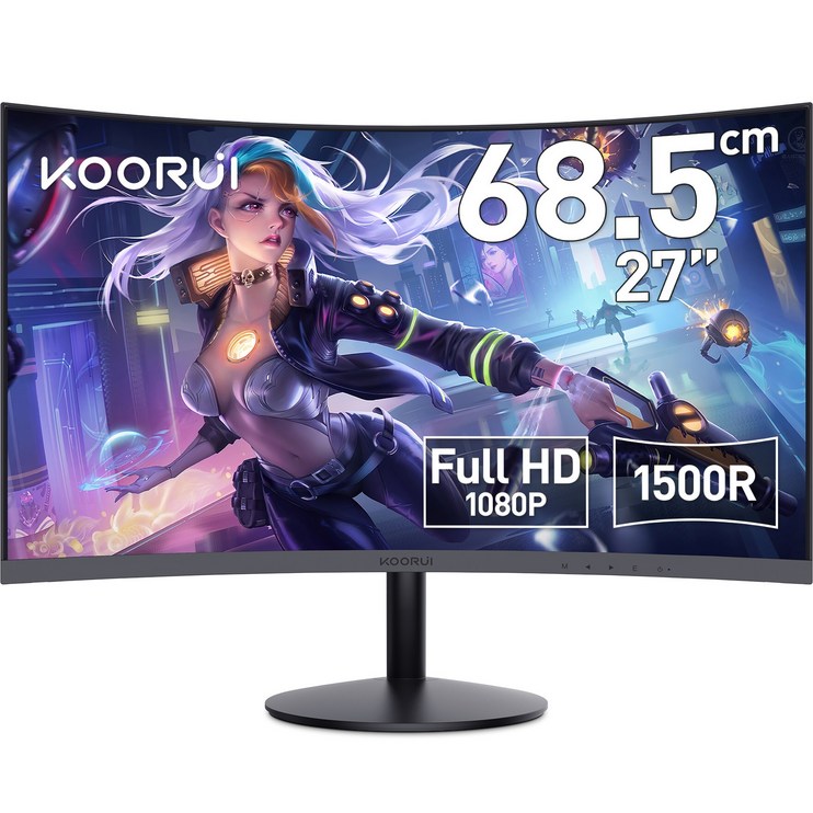 KOORUI FHD 68.5cm IPSVA 리얼 75165Hz 업무게이밍 모니터 프리싱크Gsync 지원, 68.5cm, 27N5CA업무용