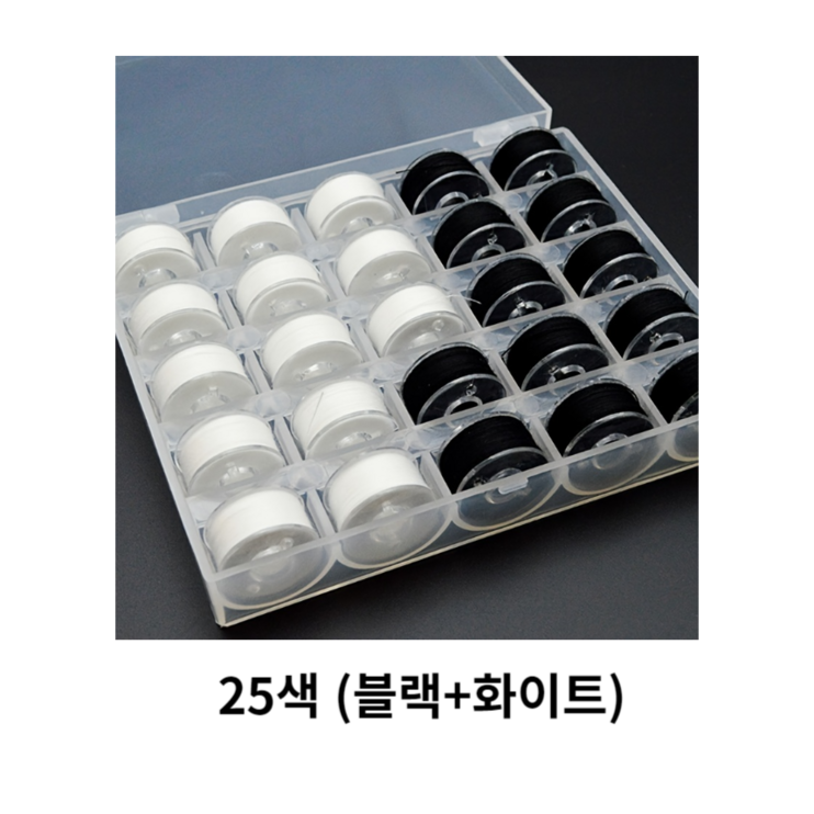 셀고 가정용 칼라미싱실 북알에 감긴재봉실 세트, 1통, 25색상블랙화이트
