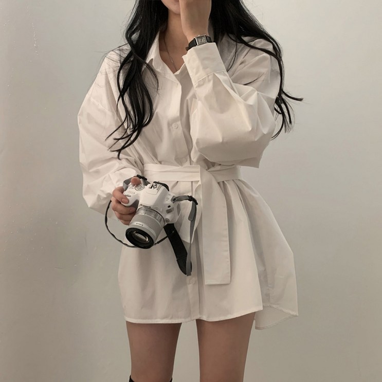 피어니스트 허리끈 셔츠 카라 미니 원피스 피어니스트 허리끈 셔츠 카라 미니 원피스