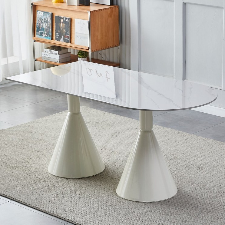 아우스 XM 세라믹식탁 타원형식탁 반원형식탁 화이트식탁 식탁테이블 세라믹테이블, 화이트