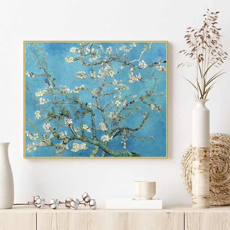 골드 알루미늄액자 미드센추리 모던 인테리어 고흐 꽃 피는 아몬드나무 75x60cm