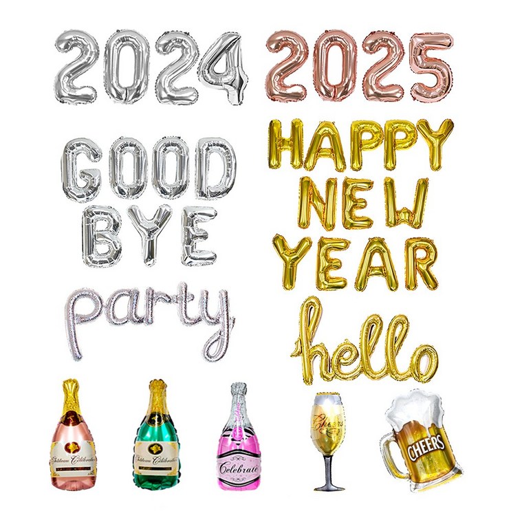 별이네파티새해파티 2025 숫자 은박 hello 해피뉴이어 세트 풍선세트 연말 신년 파티 모음전