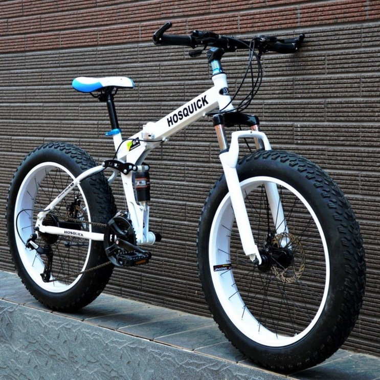 출퇴근 자전거 MTB 바퀴큰 팻바이크 엠티비 접이식 입문용, 하얀