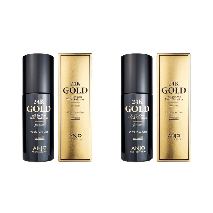 특별 공급 11  앙쥬 24K 골드 올인원 토탈 솔루션 포맨 남성 스킨에센스 200ml  2개  증정품  톤업 썬크림 60g 24k 순금추출물 함유로 거친 피부개선, 2개