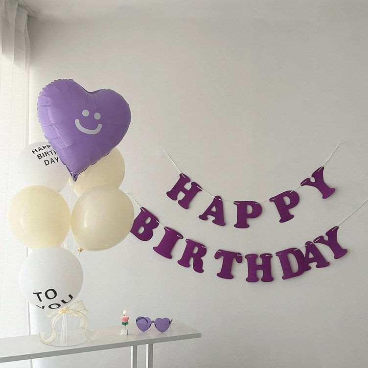 하피블리 생일가랜드 생일파티 용품 세트, 생일가랜드퍼플