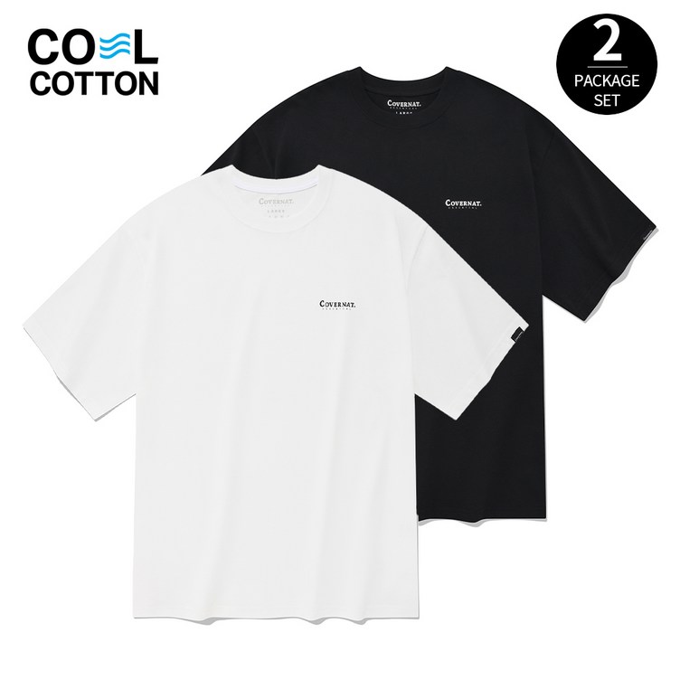 [커버낫 본사]에센셜 쿨 코튼 2-PACK 티셔츠 블랙+화이트 - 투데이밈
