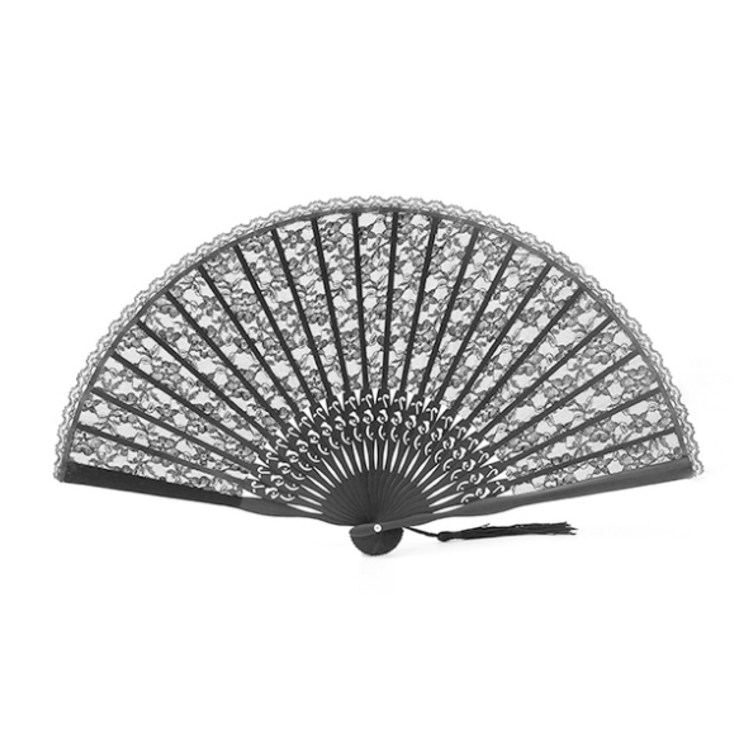 레이스 접이식 부채, 단일 색상, 1개