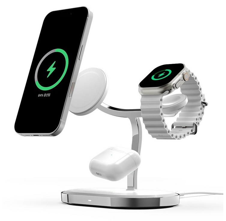 아트뮤 3 in 1 애플 MFM 맥세이프 고속 무선 충전기 MC320, 화이트, 1개