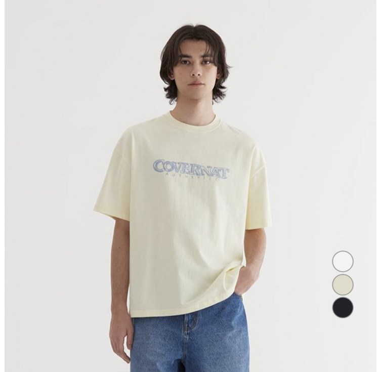 커버낫 남녀공용 멀티 컬러 로고 그래픽 면 티셔츠