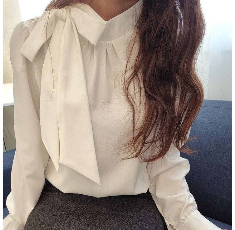 나인클로젯 리본 타이 하객 블라우스 4455반 아이보리 봄 가을 긴팔 오피스룩