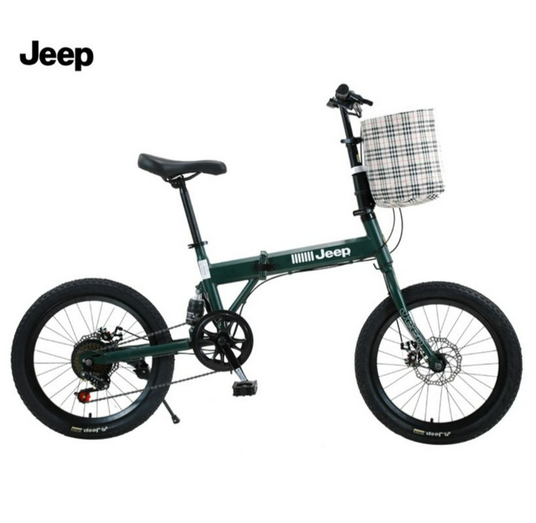 Jeep 접이식 자전거, 20인치 폴딩바이크, 자동차 트렁크에 실을 수 있으며, 남녀 공용, 성인 통근,, 변속 자전거