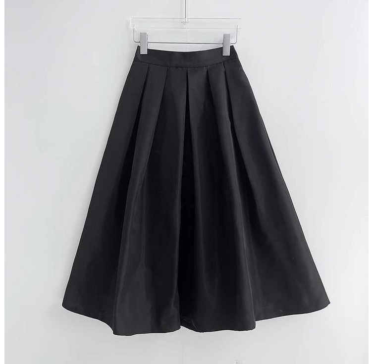 햅번 핀턱 하객 네이비 봄 가을 주름 블랙 롱 풍성한