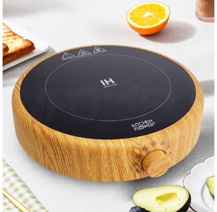 TV홈쇼핑정품 인포벨키친플라워 2000W 원형 우드 1구 인덕션 레인지  사은품 국산 후라이팬 증정