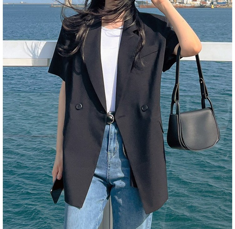 초특가 고퀄리티국내 자체 제작당일 발송 엘린 더블 원버튼 반팔 여름 자켓