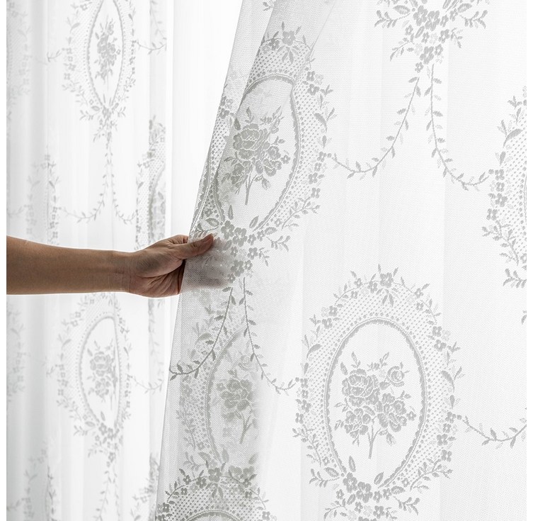 엔틱 프렌치 북유럽 스타일 인테리어 봉집형 레이스 가리개 커튼