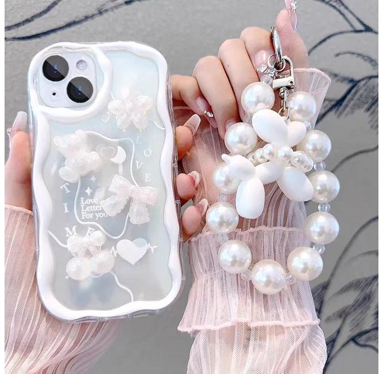 갤럭시 A06 A16 A26 A36 A56 A13 4G A13 5G A14 곰돌이 피규어 물결 웨이브 손목 스트랩 심플한 핸드폰 케이스 D169