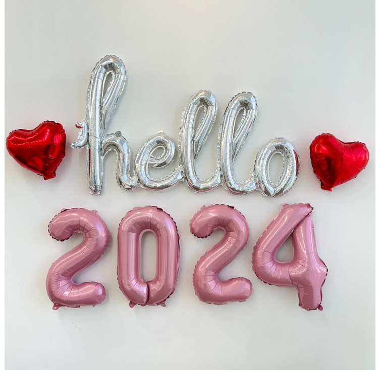 Hello 2024 새해 풍선세트 신년 파티 용품, 1개